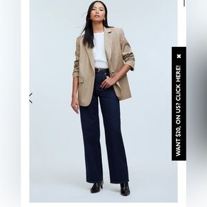 Madewell the Perfect Vintage Wide Leg Jean, Size 27